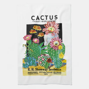 Cactus Seed Packet Label Tea Towel