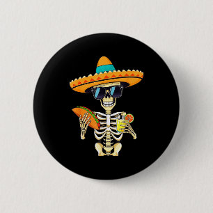Cactus Skeleton Sombrero Cinco De Mayo Mexican Fie 6 Cm Round Badge