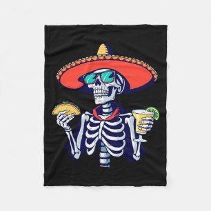 Cactus Skeleton Sombrero Cinco De Mayo Mexican Fie Fleece Blanket