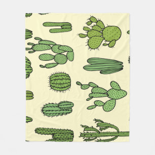 Cactus Sketch: Vintage Floral Elegance. Fleece Blanket
