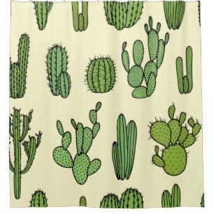 Cactus Sketch: Vintage Floral Elegance. Shower Curtain