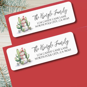 Cactus Snowman Christmas Return Address Label