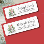 Cactus Snowman Christmas Return Address Return Address Label<br><div class="desc">Cactus Snowman Christmas Return Address label. This festive return address label features a whimsical watercolor snowman surrounded by green cacti and succulents, all decorated with colourful holiday lights. The snowman design is placed on the left side, while your name and address appear on the right in a mix of script...</div>