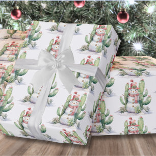 Cactus Snowman Christmas Wrapping Paper
