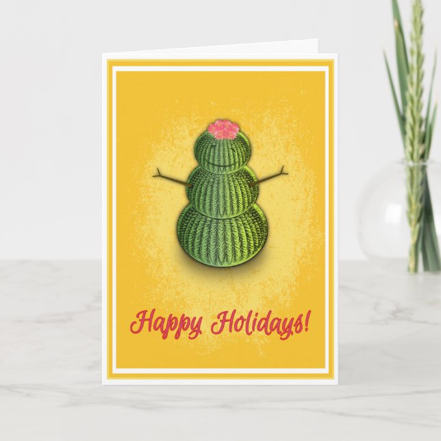 Cactus Snowman folded holiday card (5 x 7) (Front)