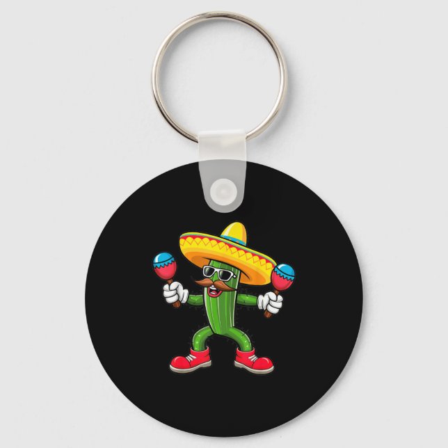 Cactus Sombrero Cinco De Mayo Mexican Cactus Party Key Ring (Front)