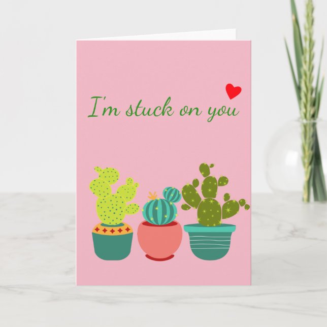Cactus Southwest Desert Succulent Valentine's Day Card (Front)