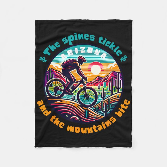 Cactus Spines Tickle Mountains Bite Mountain Bikin Fleece Blanket (Front)
