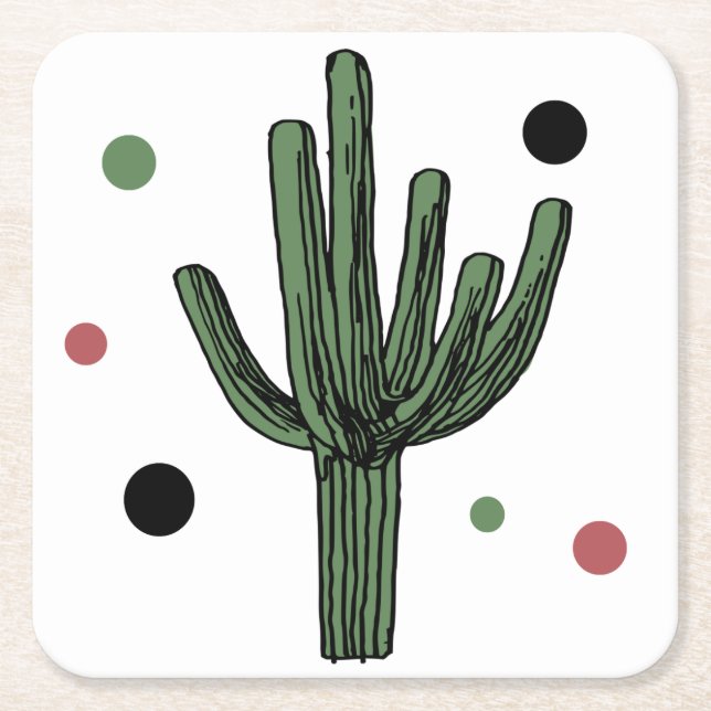 Cactus Square Paper Coaster (Front)