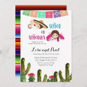 Cactus Succulent Baby Gender Reveal Invitation