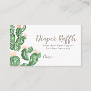 Cactus succulent baby shower diaper raffle card