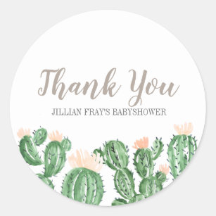 Cactus succulent baby shower thank you sticker
