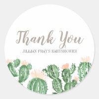 Cactus succulent baby shower thank you sticker