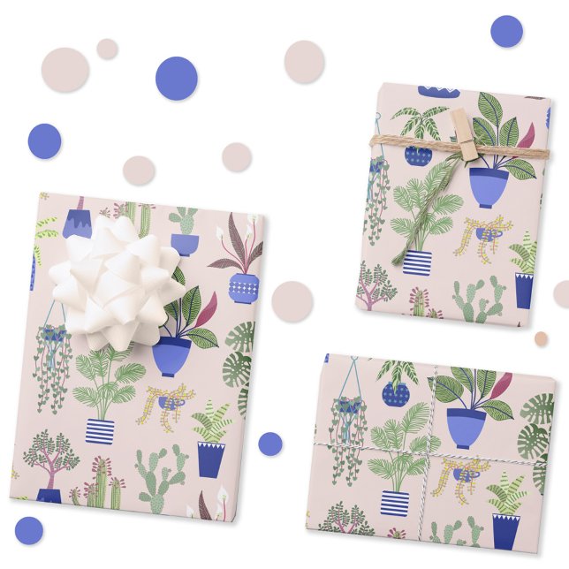 Cactus Succulent Blush Pink Wrapping Paper Sheet (Cactus cacti houseplant succulent blush pink wrapping paper sheets)