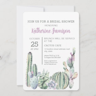 Cactus Succulent Bridal Shower Mint Invitation