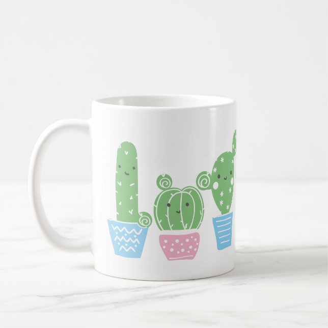cactus, succulent, cute art fiesta, mexican, coffee mug (Left)