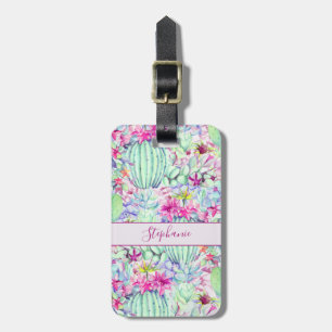 Cactus Succulent Floral Foliage Name Luggage Tag