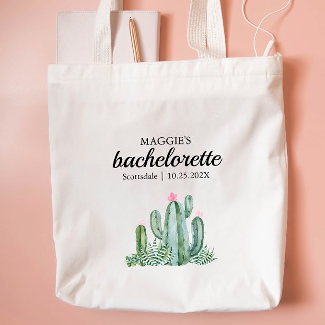 Cactus Succulent Flower Bachelorette Favour Tote Bag (Creator Uploaded)