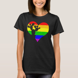 Cactus Succulent Gay Pride Lgbt Day Rainbow Plant T-Shirt