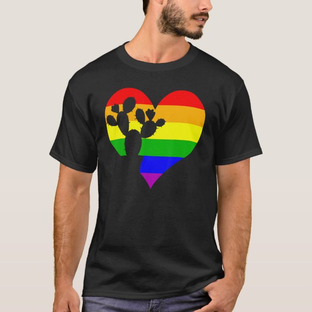 Cactus Succulent Gay Pride Lgbt Day Rainbow Plant T-Shirt (Front)
