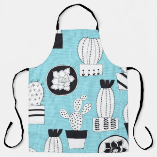 Cactus, succulent: hand-drawn seamless design. apron