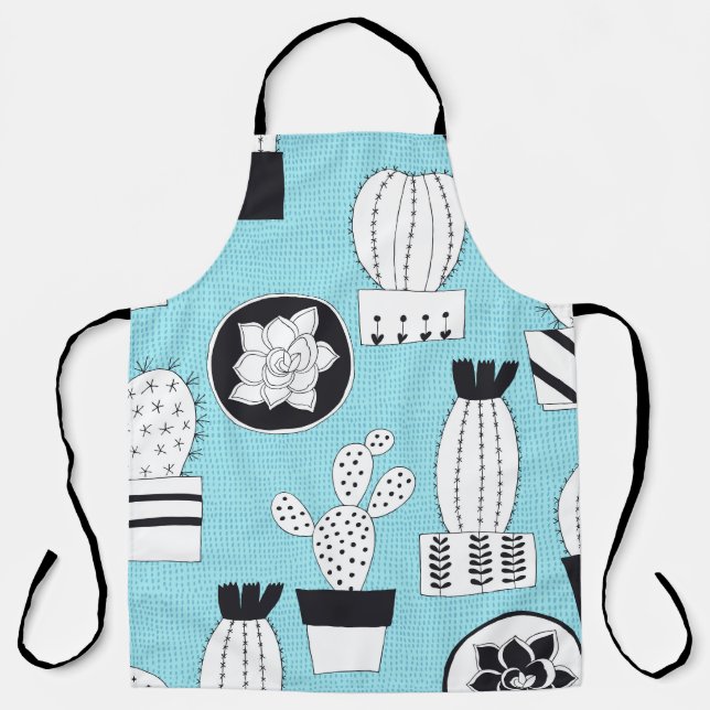 Cactus, succulent: hand-drawn seamless design. apron (Front)