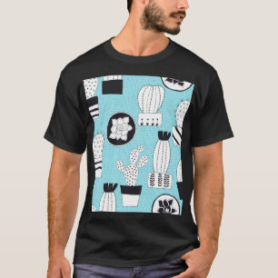 Cactus, succulent: hand-drawn seamless design. T-Shirt
