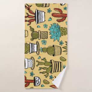 Cactus Succulent: Hand Drawn Sketch Bath Towel
