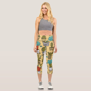 Cactus Succulent: Hand Drawn Sketch Capri Leggings