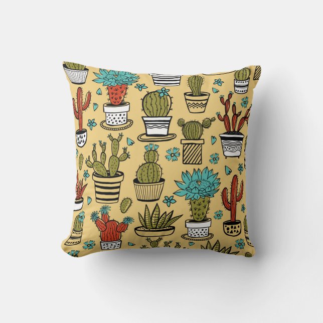 Cactus Succulent: Hand Drawn Sketch Cushion (Front)
