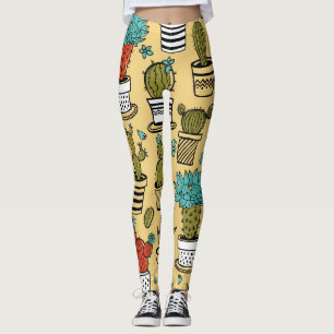 Cactus Succulent: Hand Drawn Sketch Leggings