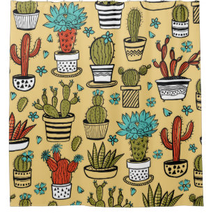 Cactus Succulent: Hand Drawn Sketch Shower Curtain