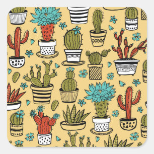 Cactus Succulent: Hand Drawn Sketch Square Sticker