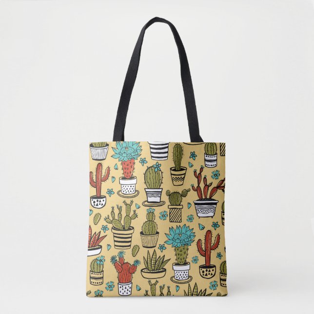 Cactus Succulent: Hand Drawn Sketch Tote Bag (Front)