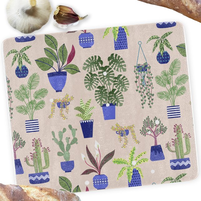 Cactus Succulent Pattern Cutting Board (Houseplant cactus and succulent pattern cutting board)