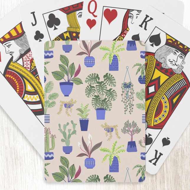 Cactus Succulent Pattern Playing Cards (Cactus cacti succulent houseplant art playing cards)