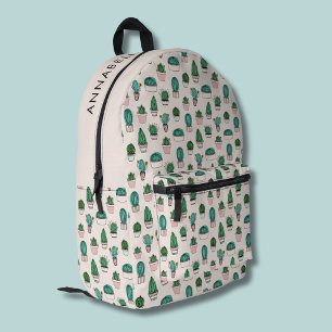 Cactus Succulent Pattern Printed Backpack