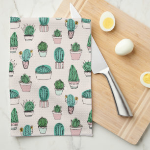 Cactus Succulent Pattern Tea Towel