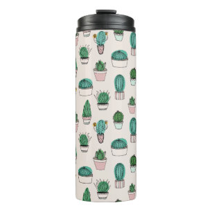 Cactus Succulent Pattern Thermal Tumbler