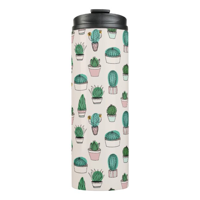 Cactus Succulent Pattern Thermal Tumbler (Front)