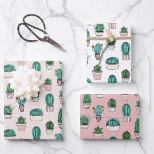Cactus Succulent Pattern Wrapping Paper Sheet