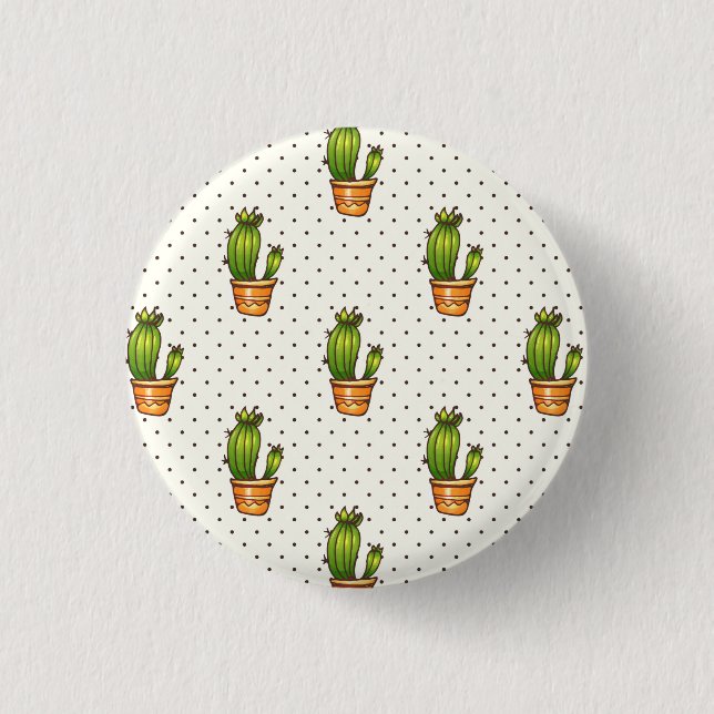 Cactus & Succulent Polk Dot Pattern 3 Cm Round Badge (Front)