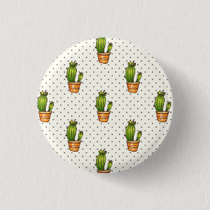 Cactus & Succulent Polk Dot Pattern 3 Cm Round Badge