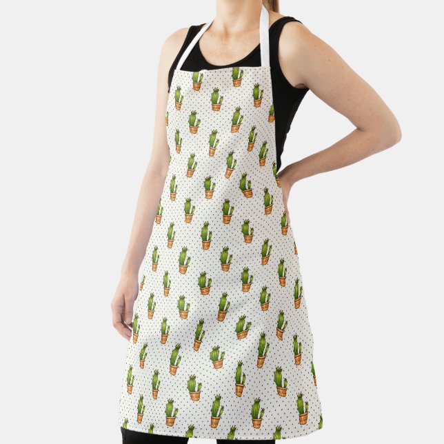 Cactus & Succulent Polk Dot Pattern Apron (Insitu)