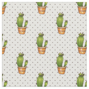 Cactus & Succulent Polk Dot Pattern Fabric