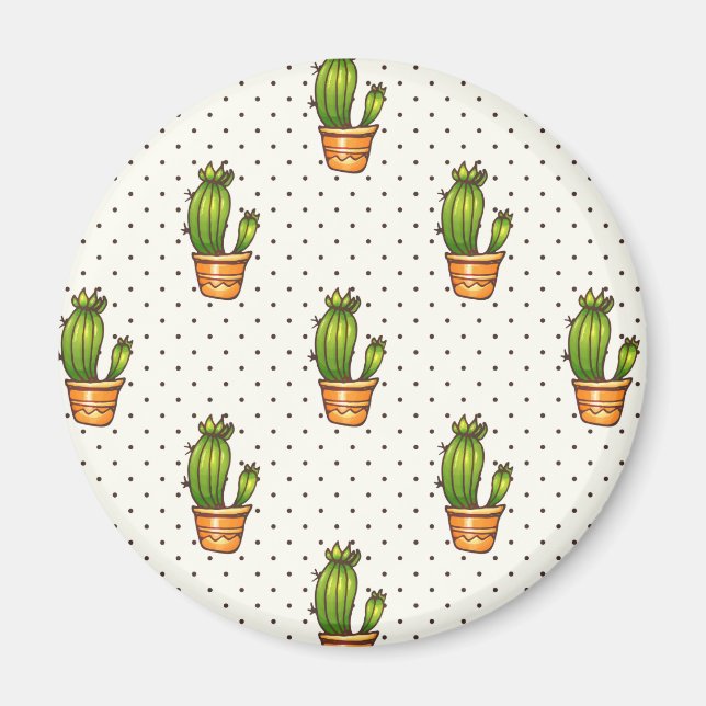 Cactus & Succulent Polk Dot Pattern Magnet (Front)