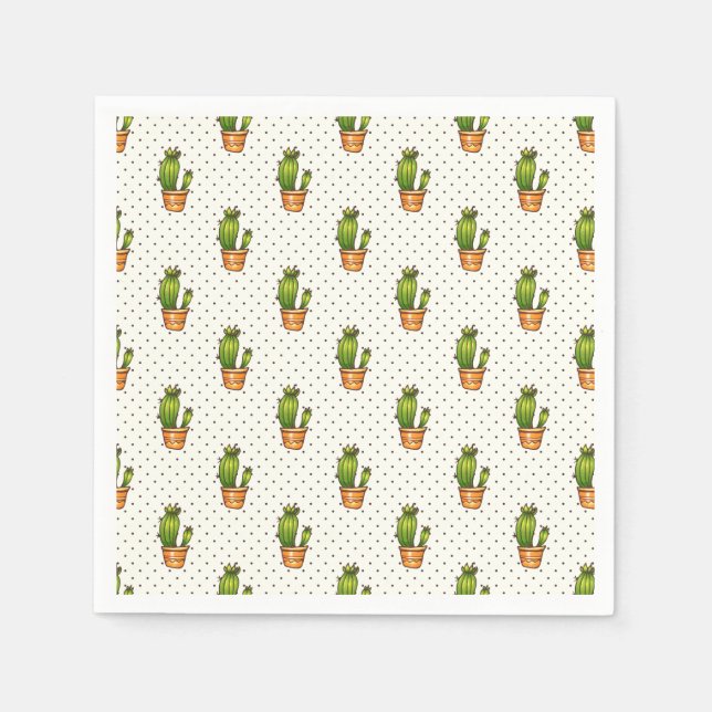 Cactus & Succulent Polk Dot Pattern Napkin (Front)