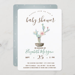 Cactus Succulent Polka Dots Baby Shower  Invitation