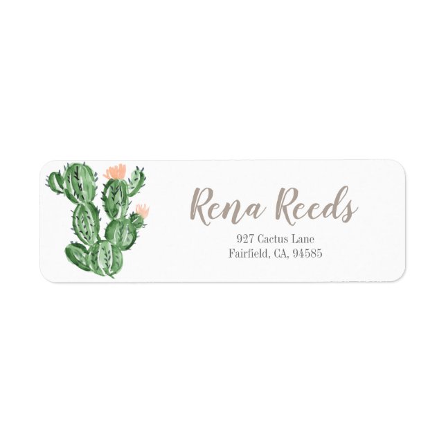 Cactus succulent return label address label (Front)