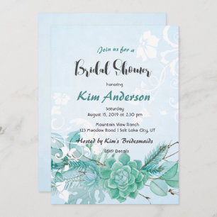Cactus Succulent Romantic Bridal Couple's Shower Invitation